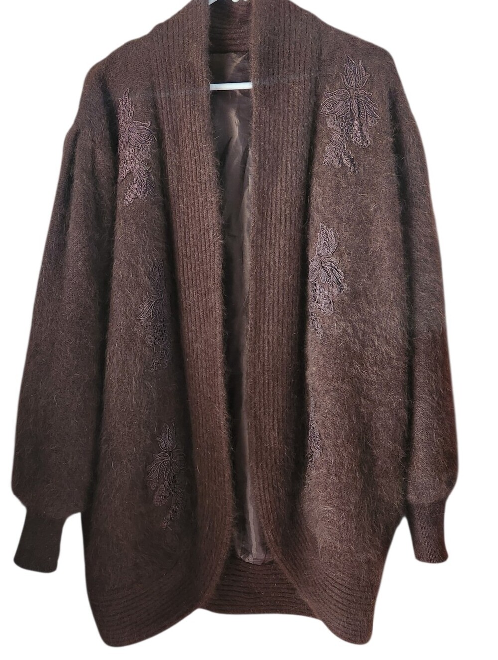 Vintage Eddie Dassin Expresso Angora Cardigan Jacket Size Medium